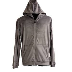 ZELLA Girl velour active sporty zip hoodie gray dapple in color size la